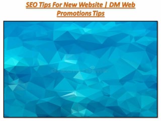 SEO Tips For New Website | DM Web Promotions Tips