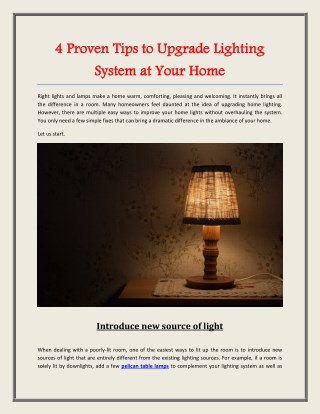 4 Proven Tips to Upgrade Lighting System at Your Home