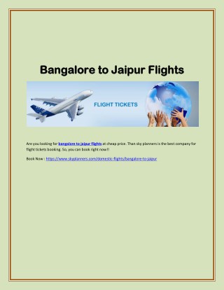 Bangalore to Jaipur Flights