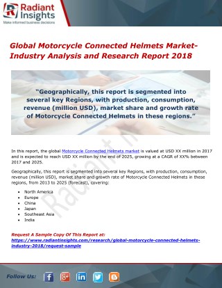 Global Motorcycle Connected Helmets Market- Industry Analysis and Research Report 2018