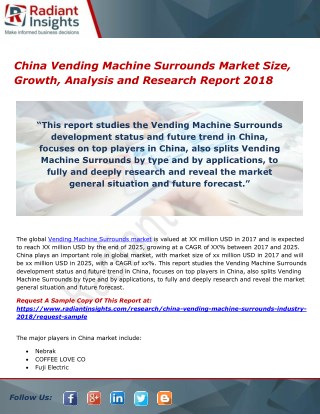 China Vending Machine Surrounds Market Size, Growth, Analysis and Research Report 2018