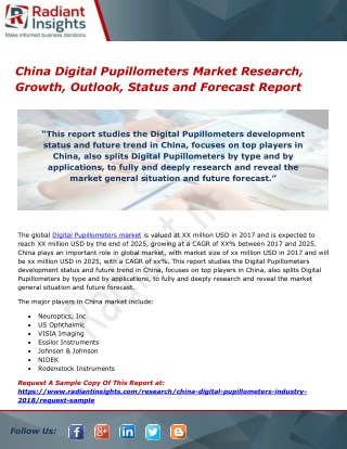 China Digital Pupillometers Market Research, Growth, Outlook, Status and Forecast Report