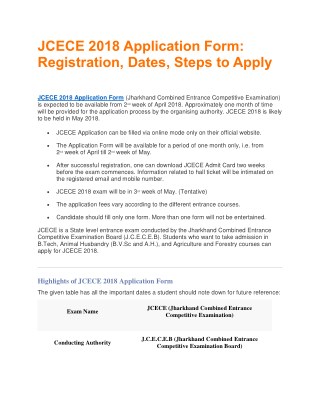 JCECE 2018- Application Form, Dates, Eligibility, Pattern & Syllabus