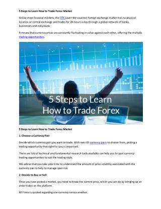 5 Steps to Learn How to Trade Forex Market