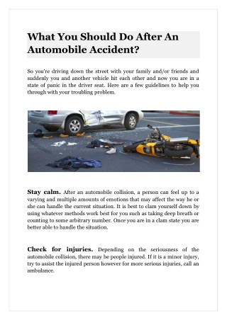 What You Should Do After An Automobile Accident?