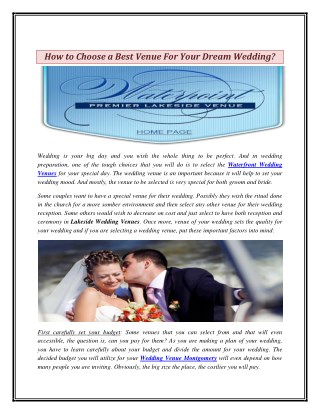 How to Choose a Best Venue For Your Dream Wedding