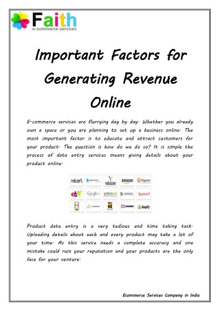 Important Factors for Generating Revenue Online