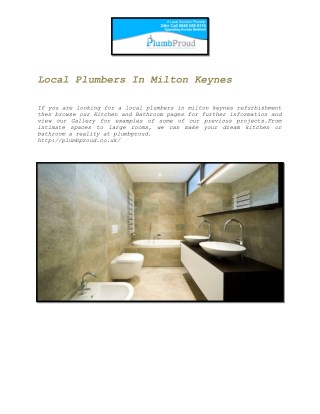 Local Plumbers In Milton Keynes