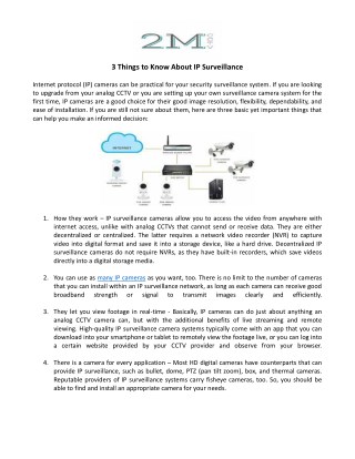 3 Things to Know About IP Surveillance