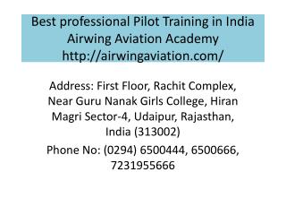 Best professional Pilot Training in India Airwing Aviation Academy