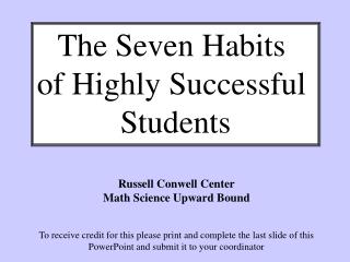 The Seven Habits of Highly Successful Students