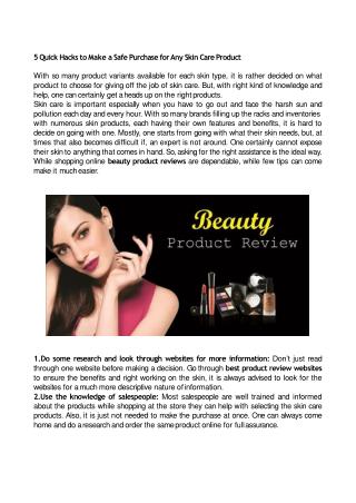 Beauty Product Reviews