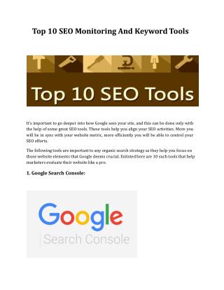 Top 10 SEO Monitoring And Keyword Tools