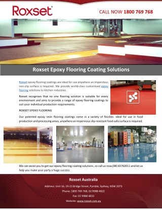 Roxset Epoxy Flooring Coating Solutions