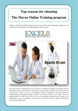 Top reasons for choosing The Maven Online Training program