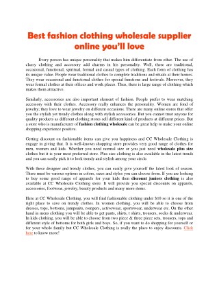 Best fashion clothing wholesale supplier online youâ€™ll love