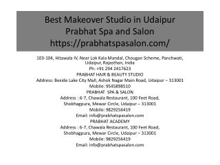 Best Makeover Studio in Udaipur Prabhat Spa and Salon