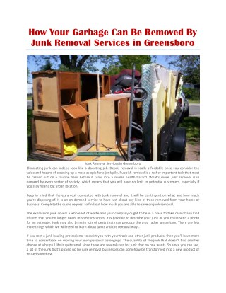 Junk Removal Services in Greensboro