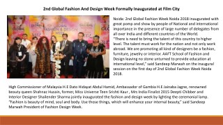 2nd Global Fashion And Design Week Formally Inaugurated at Film City