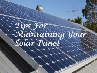 Tips For Maintaining Your Solar Panel