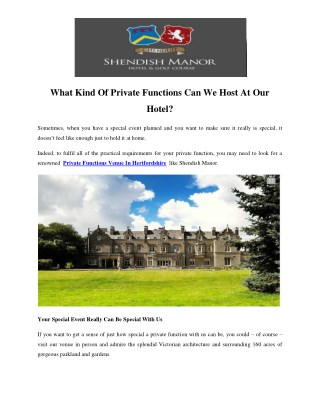What Kind Of Private Functions Can We Host At Our Hotel?