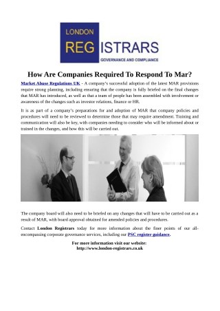 How Are Companies Required To Respond To Mar?