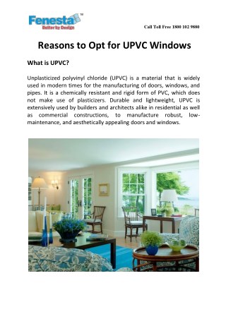 Reasons to Opt for UPVC Windows