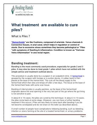 What treatment are available to cure piles?