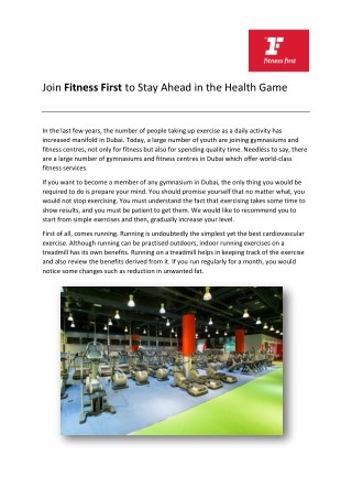 Why should one join fitness first?