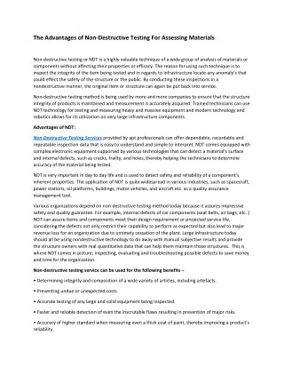 The Advantages of Non-Destructive Testing For Assessing Materials