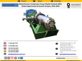Global Nuclear Condensate Pumps Market Outlook 2024: Global Opportunity & Growth Analysis, 2016-2024