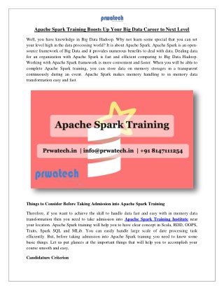 Apache Spark Training Boosts Up Your Big Data Career to Next Level