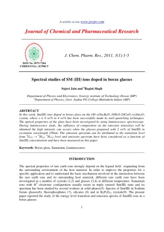 Spectral studies of SM (III) ions doped in borax glasses