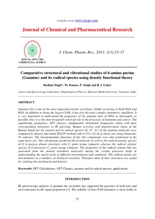 Comparative structural and vibrational studies of 6-amino purine (Guanine) and its radical species using density functio