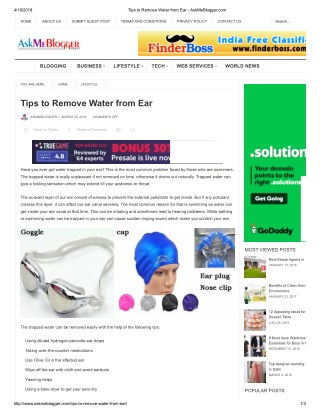 Tips to Remove Water from Ear