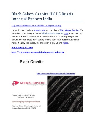 Black Galaxy Granite UK US Russia Imperial Exports India