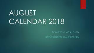 AUGUST CALENDAR 2018