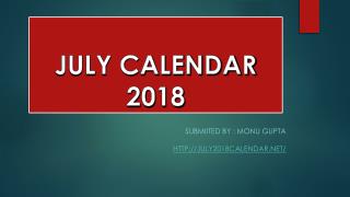 JULY CALENDAR 2018