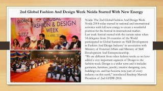 2nd Global Fashion And Design Week Noida Started With New Energy