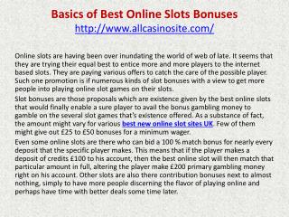 Basics of Best Online Slots Bonuses