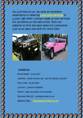 Derby Limo Hire in White, Black and Pink Color