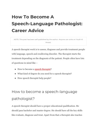 How To Become A Speech-Language Pathologist: