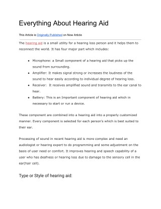 Everything About Hearing Aid