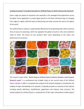 North America Artificial Flavors Industry Sales Revenue-Ken Research