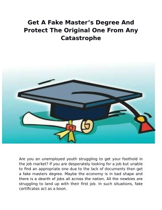 Get A Fake Masterâ€™s Degree And Protect The Original One From Any Catastrophe