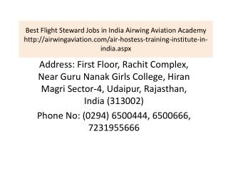 Best Flight Steward Jobs in India Airwing Aviation Academy