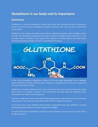 Glutathione in our body and its importance