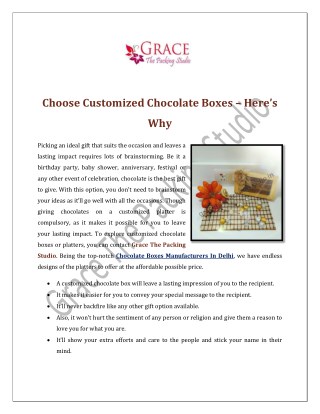 Choose Customized Chocolate Boxes â€“ Hereâ€™s Why