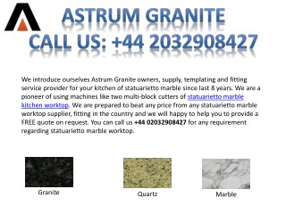 Best Statuarietto Marble Kitchen Worktop - Call 02032908427