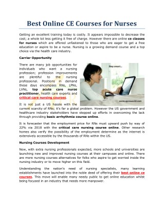 Best Online CE Courses for Nurses